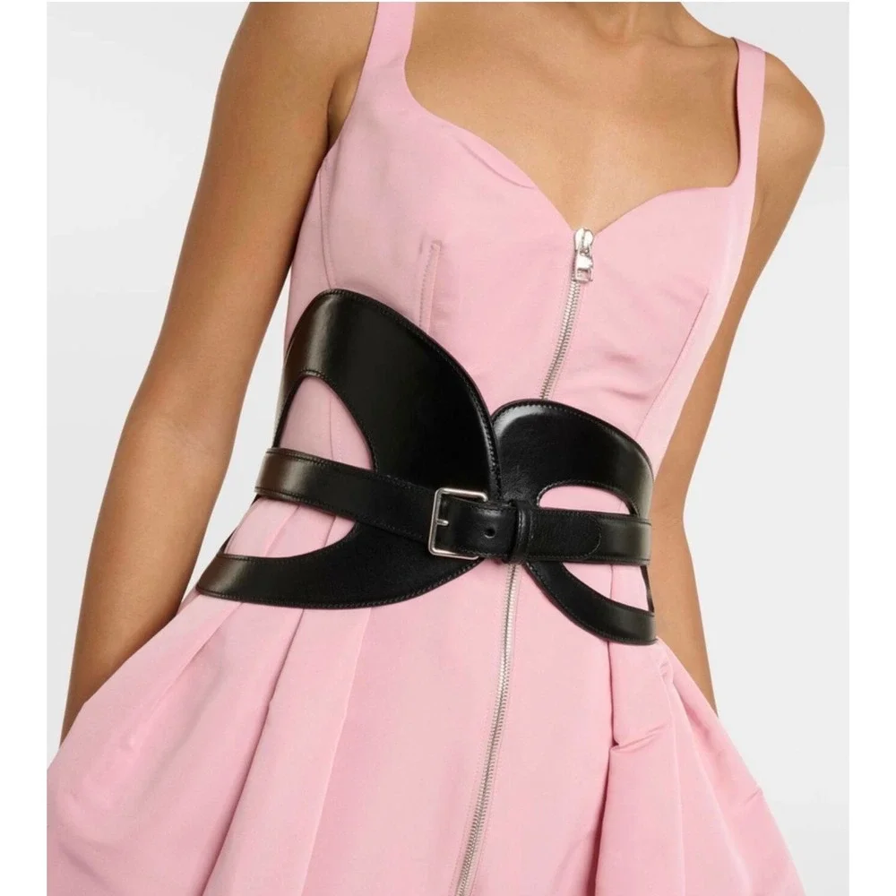 Alexander McQueen Black Leather Sculptural 